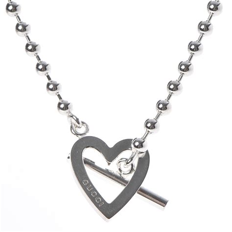 gucci trademark heart necklace sterling silver|Gucci toggle heart necklace.